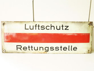 Emailschild " Luftschutz Rettungsstelle" 84 x 20cm, leuchtet im dunkeln