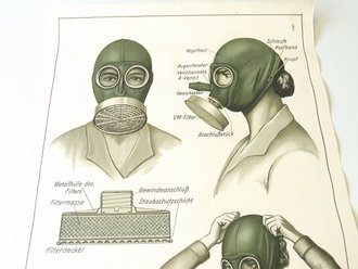 Plakat " Die Volksgasmaske ( VM37 ) " An den Ecken leicht beschädigt, Maße 64 x 91cm