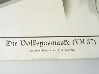 Plakat " Die Volksgasmaske ( VM37 ) " An den Ecken leicht beschädigt, Maße 64 x 91cm