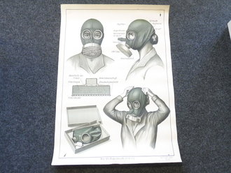 Plakat " Die Volksgasmaske ( VM37 ) " An den Ecken leicht beschädigt, Maße 64 x 91cm