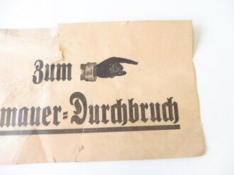 Pappschild "  Zum Brandmauerdurchbruch" 14 x 28cmcm