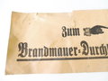 Pappschild "  Zum Brandmauerdurchbruch" 14 x 28cmcm