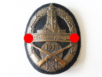 Kyffhäuserbund Wettkampfsieger Abzeichen 1938" Leichtmetall bronziert auf dunkelblauem Filz