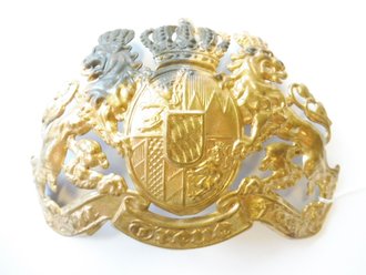 Bayern, Emblem für eine Pickelhaube für Offiziere, golden, kleines Modell, Breite 110mm