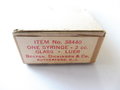 U.S. Army WWII, Glass, syringe. Unused in original cardboard box