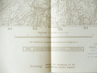 Deutsche Heereskarte Terlago - Italien, Maße 45 x 50 cm