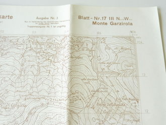 Deutsche Heereskarte Monte Garzirola - Italien, Maße 45 x 50 cm