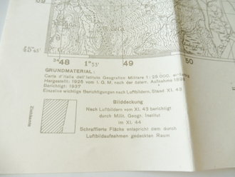 Deutsche Heereskarte Monte Cela - Italien, Maße 45 x 50 cm