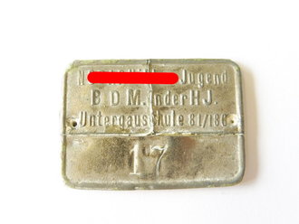 BDM Untergauschule 81/186, kleines Schild, wohl für Spind o.ä. Maße 2,5 x 3,5cm