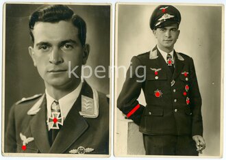 Ritterkreuzträger der Luftwaffe Kurt Ebener, Angehöriger des Jagdgeschwader Udet. 7 Privatfotos, davon 3 Studioaufnahmen im Postkartenformat mit Ritterkreuz
