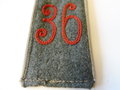 1. Weltkrieg, feldgraue Schulterklappe Infanterie Regiment 36