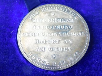 Preussen Ehejubiläums-Medaille zur goldenen Hochzeit 1888, Silberne, nicht tragbare Medaille 45mm Durchmesser, im passenden Etui