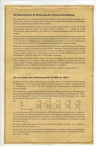 Navigations Vordruck A5, Fl 23060, Ausgabe 1943 " Richtlinien für die Bestimmung der Instrumentenberichtigung des Libellenoktanten mit Mitteilungseinrichtung Fl23750"