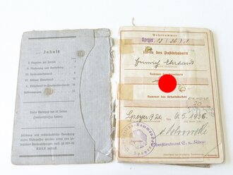 Heeres Gebirgsjäger Btl. Allgäu, Soldbuch, Wehrpaß und Urkunde zum Lapplandschild. Das Soldbuch ohne den Umschlag, der Wehrpaß desolat und Seite 31/32 fehlt