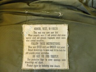 U.S. Army Armor, Vest M-1952A. Used, Zipper works fine