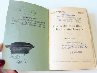 Grenzschutz Dienstvorschrift 2701/A " Der technische Dienst des Notzstandszuges", Baudienst datiert 1953. 262 Seiten