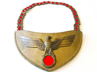 Ringkragen für Fahnenträger der NSDAP, Leichtmetall bronziert, Rückseite mit brauner Filzabdeckung