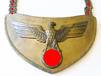 Ringkragen für Fahnenträger der NSDAP, Leichtmetall bronziert, Rückseite mit brauner Filzabdeckung