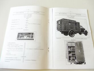 REPRODUKTION, L.Dv.702/2 Gerätnachweis und Beladeplan für Fernschreibanschlusstrupp G (mot) auf Kfz 305/2 (LC-Koffer), Ausgabe 1940, A5, 53 Seiten