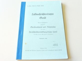 REPRODUKTION, L.Dv.702/2 Gerätnachweis und...