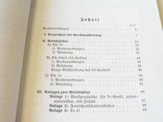 REPRODUKTION, L.Dv.702/2 Gerätnachweis und Beladeplan für Fernschreibvermittlungstrupp (mot) auf Kfz 72 oder Kfz 305/3 (LC-Koffer) Ausgabe 1940, A5, 104 Seiten