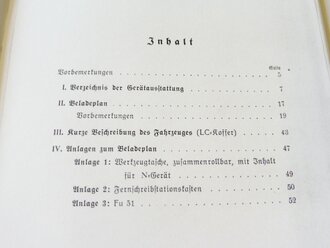 REPRODUKTION, L.Dv.702/2 Gerätnachweis und Beladeplan für Fernschreibanschlusstrupp (mot) auf Kfz 305/3 (LC-Koffer) Ausgabe 1939, A5, 52 Seiten