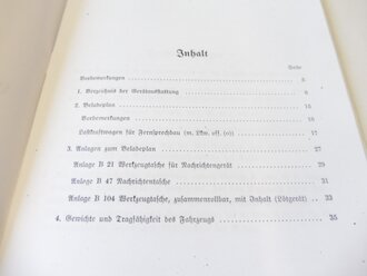 REPRODUKTION, D705 Beladeplan für einen Lastkraftwagen für Fernsprechbau, datiert 1939/41, A5, 35 Seiten