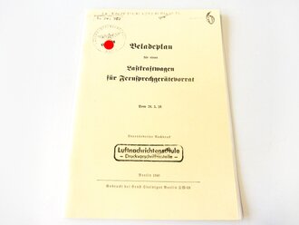 REPRODUKTION, L.Dv.952 Beladeplan für einen Lastkraftwagen für Fernsprechgerätevorrat, datiert 1938/40, A5, 49 Seiten