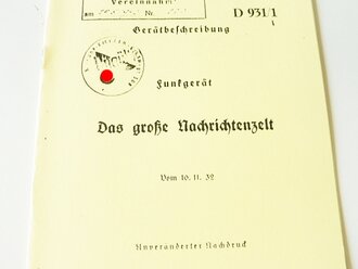 REPRODUKTION, D931/1 Das große Nachrichtenzelt, datiert 1932/39, A5, 16 Seiten