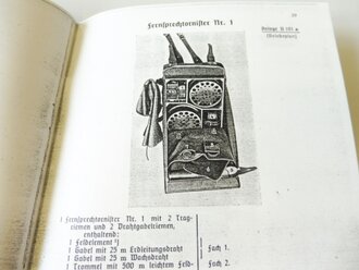 REPRODUKTION, D701 Gerätnachweis für einen kleinen Fernsprechtrupp b (mot) und c (mot) mit Nachr. kw. (Kfz 15), datiert 1938/39, A5, 45 Seiten