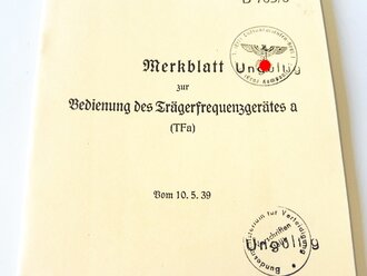 REPRODUKTION, D763/5 Merkblatt zur Bedienung des...