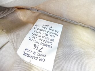 U.S. 1952 dated Cap, garrison , khaki M-50, size 7 1/8, New old stock