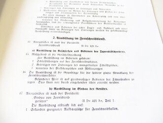 REPRODUKTION, H.Dv.421/6d Ausbildungsvorschrift für die Nachrichtentruppe, Die Fernsprechbetriebskompanie (mot), datiert 1940, A4, 24 Seiten