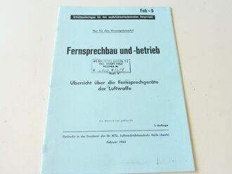 REPRODUKTION, Fernsprechbau und -betrieb - Übersicht...