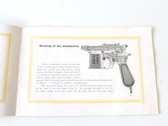 "The Mauser Automatic Pistol" " Bolo"  DIN A5 querformat, Druckvermerk von 1925, 32 Seiten