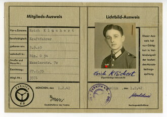 Mitgliedsausweis Fakulta E.V., datiert 1942