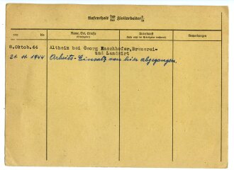 Ausweis eines Zivilarbeiters aus dem Sowietrußland, datiert 1944