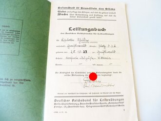 Leistungsbuch des Deutschen Reichsbundes für Leibesübungen, datiert 1937