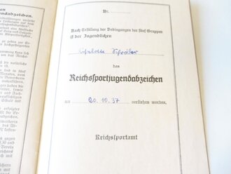 Leistungsbuch des Deutschen Reichsbundes für Leibesübungen, datiert 1937