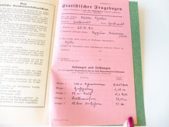 Leistungsbuch des Deutschen Reichsbundes für Leibesübungen, datiert 1937