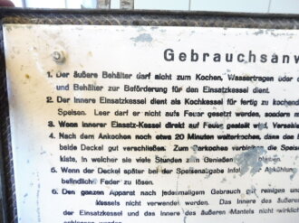 Behälter für den Kochkessel der Gebirgstruppen, grosse Ausführung. Originallack, kann so am Tragsattel verlastet werden