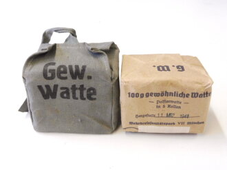 Gewöhnliche Watte in Hülle, gehört in den Verbandkasten der Wehrmacht