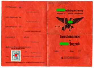 Sportausweis der Hitler Jugend Bann 309 Würzburg