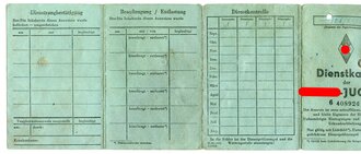 Dienstkarte der Hitler Jugend von 1944 eines Angehörigen aus Marienbad, Lichtbild wurde entfernt