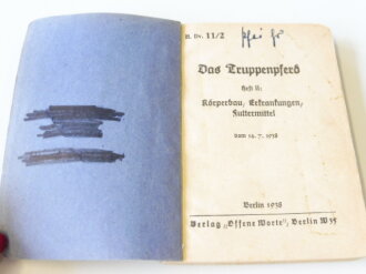 H.Dv.11/2 DV "Das Truppenpferd, Heft 2" 1938,...