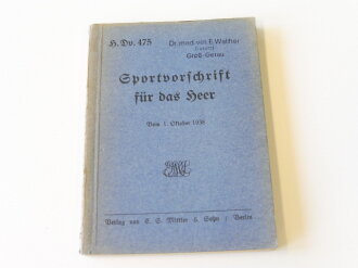 H.Dv.475 Sportvorschrift für das Heer von 1938, aus...