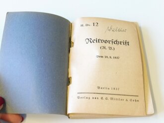 H.Dv.12 "Reitvorschrift" 1937, 204 Seiten, aus...