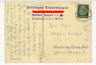 Jungvolk Opferkarte mit Stempel des " Zeltlager...