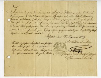 Preußen, Urkunde zur Dienstauszeichnung Dritter Klasse 1849