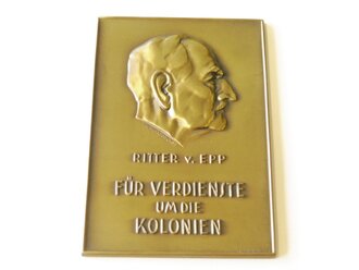 Plakette " Für Verdienste um die Kolonien " in Bronze, im Etui